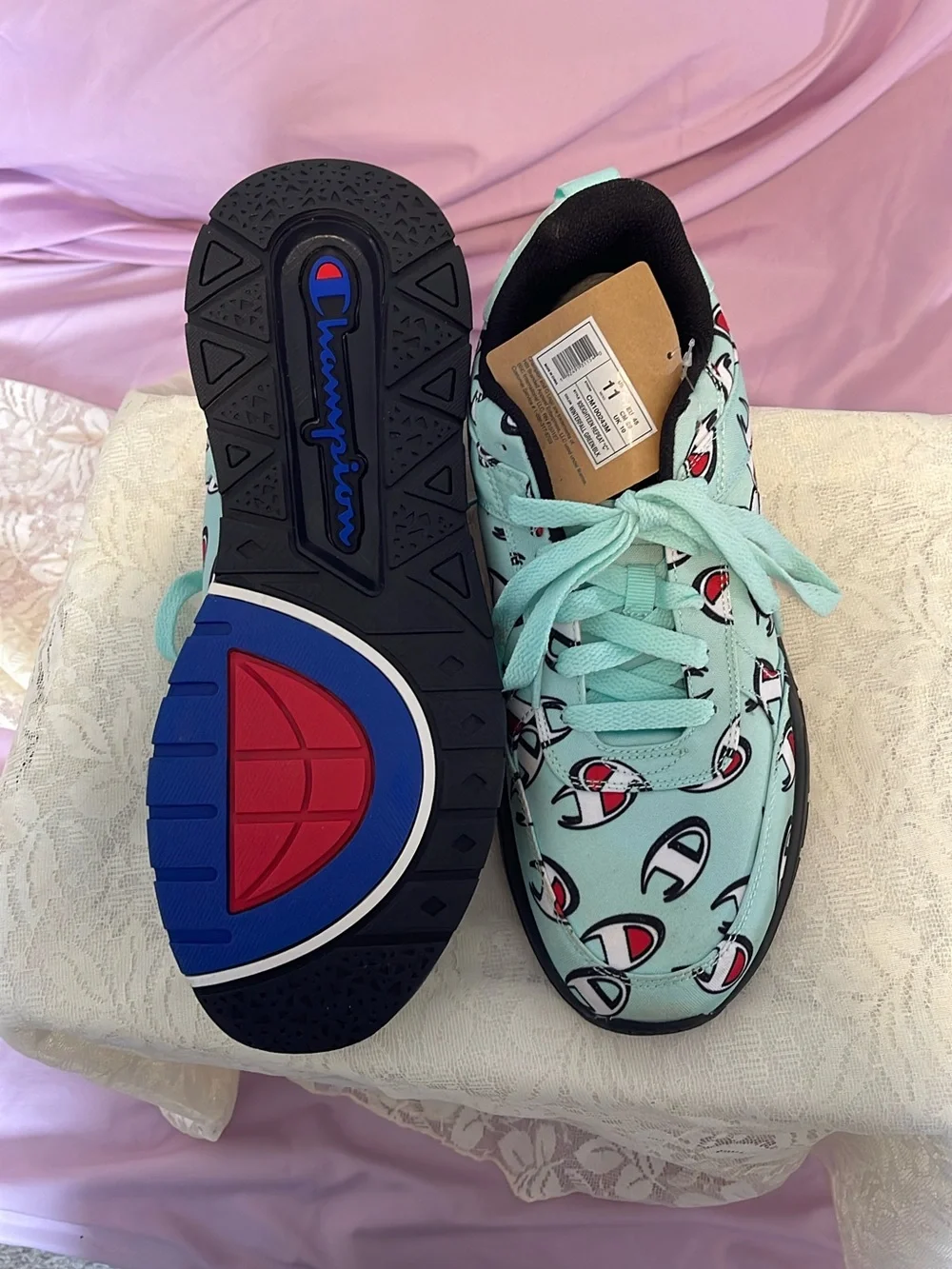 Champion Men’s Mint Green Logo-Print Sneakers